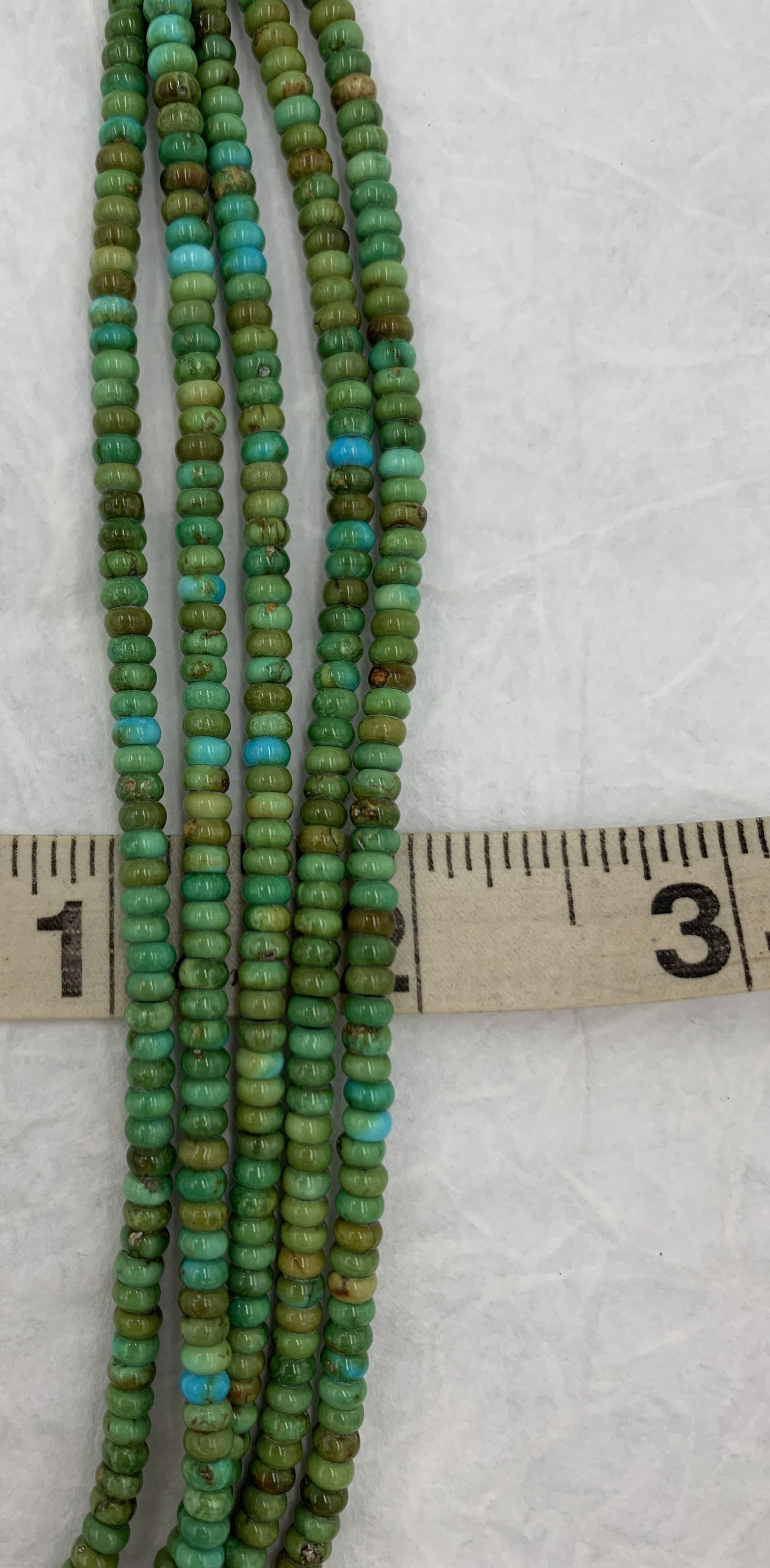 Native American 5-Strand Sonoran Gold Turquoise Beaded Necklace For Sale 7