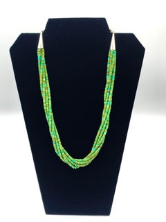 Native American 5-Strand Sonoran Gold Turquoise Beaded Necklace