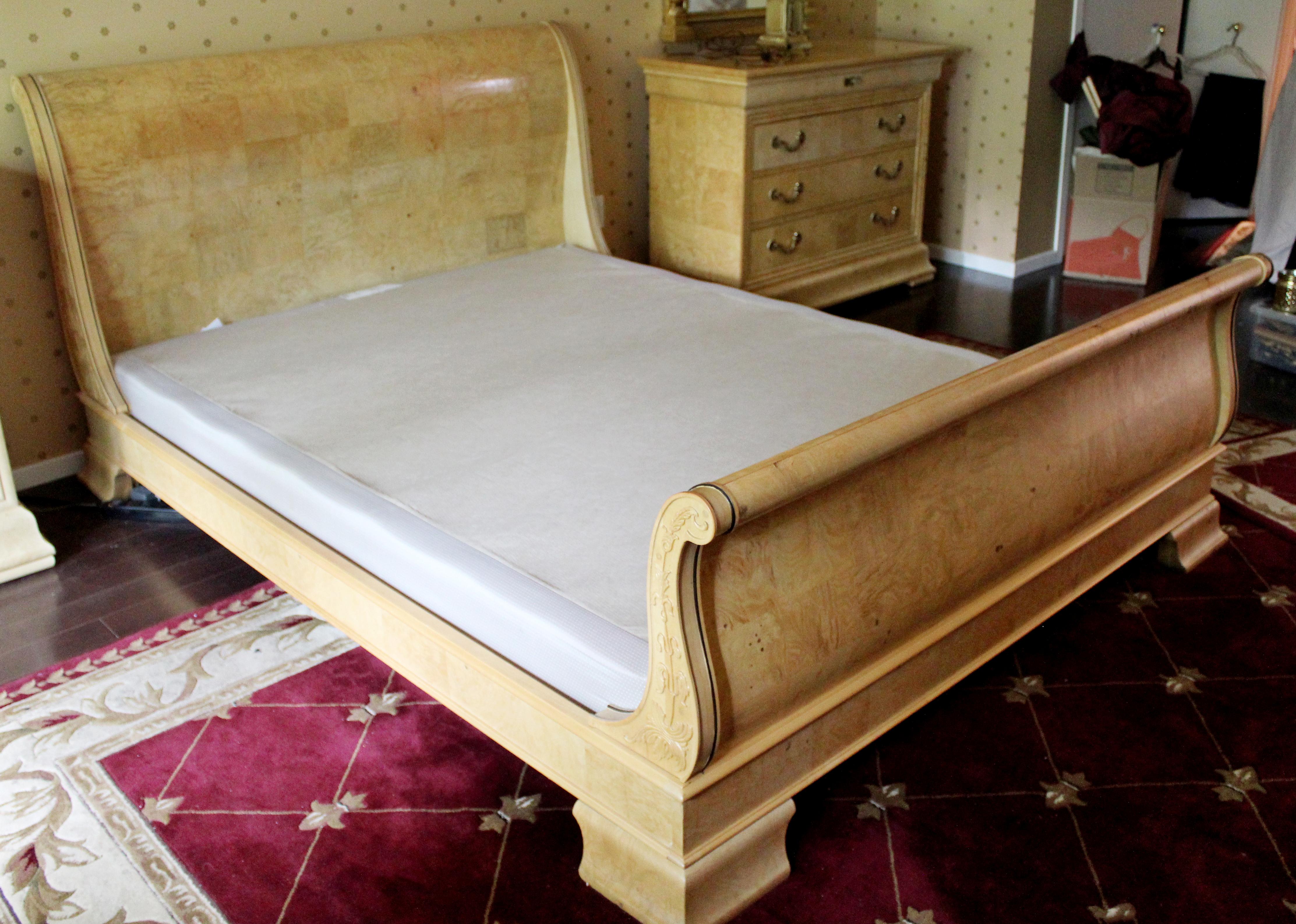 light wood sleigh bed