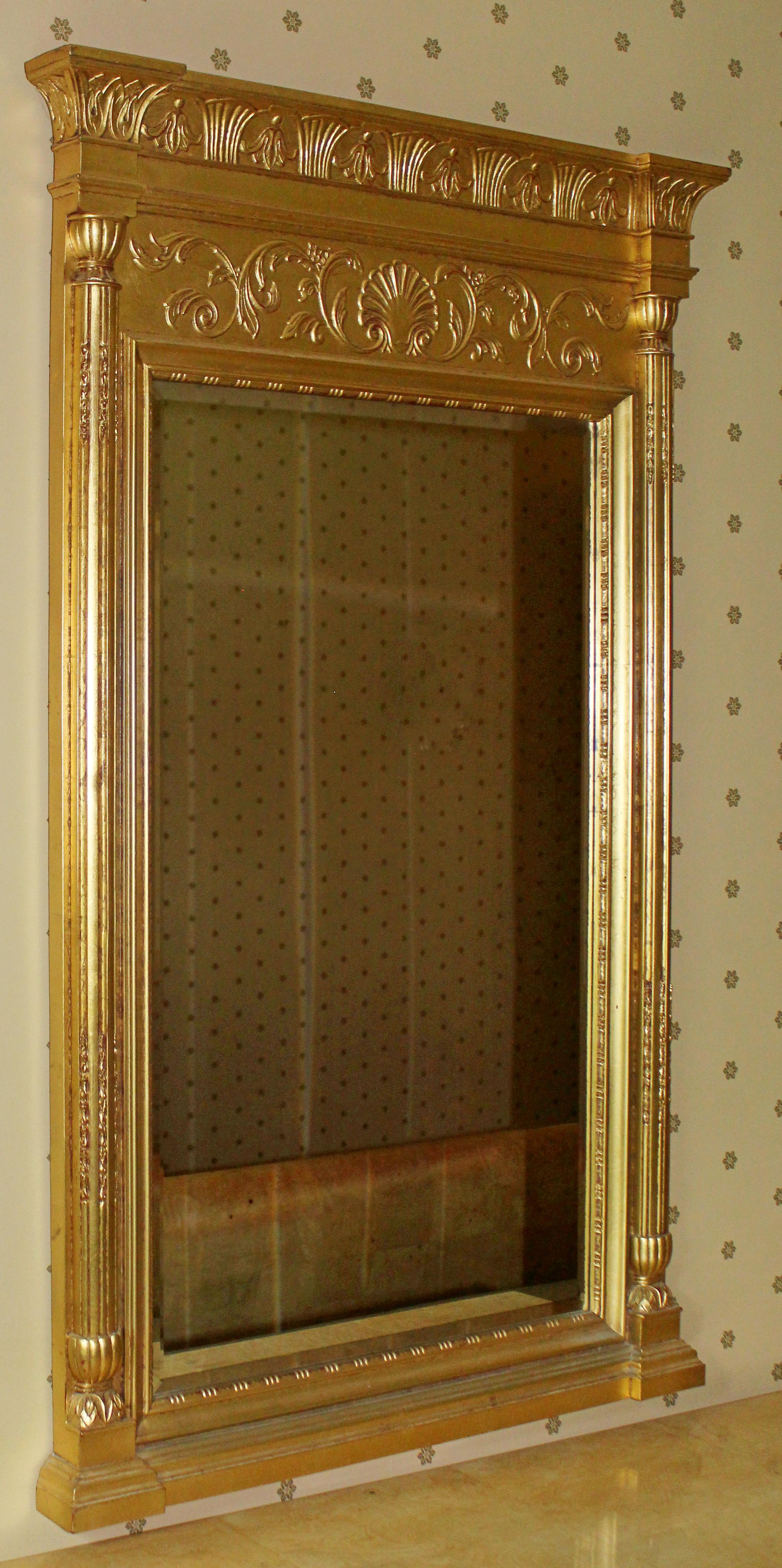 Late 20th Century Contemporary Henredon Charles X Hollywood Regency Pair of Brass Wall Mirrors