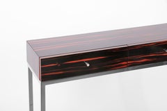 Contemporary Hermes Console in Macassar Ebony, High Gloss Finish