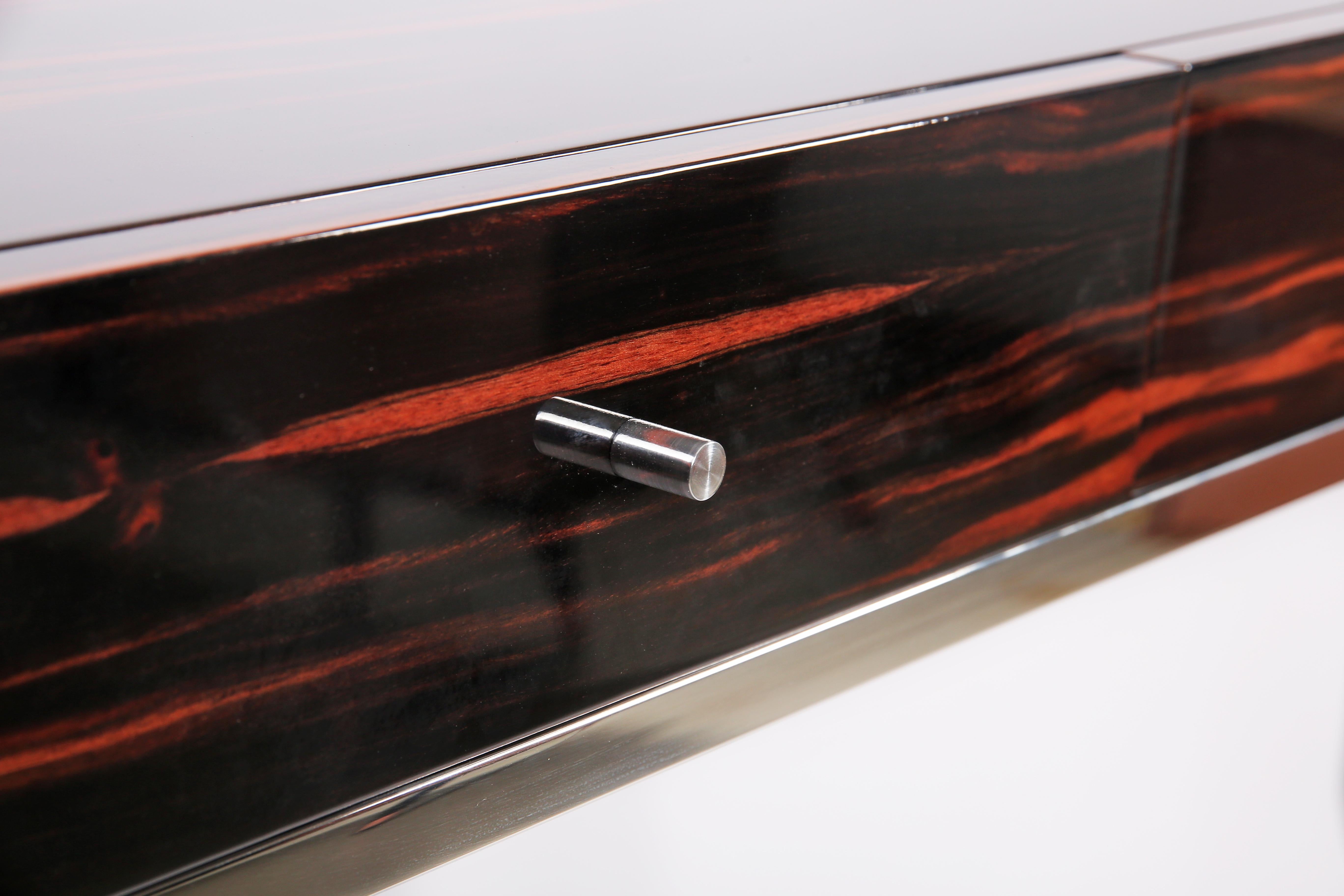 Contemporary Hermes Console in Macassar Ebony, High Gloss Finish For Sale 1