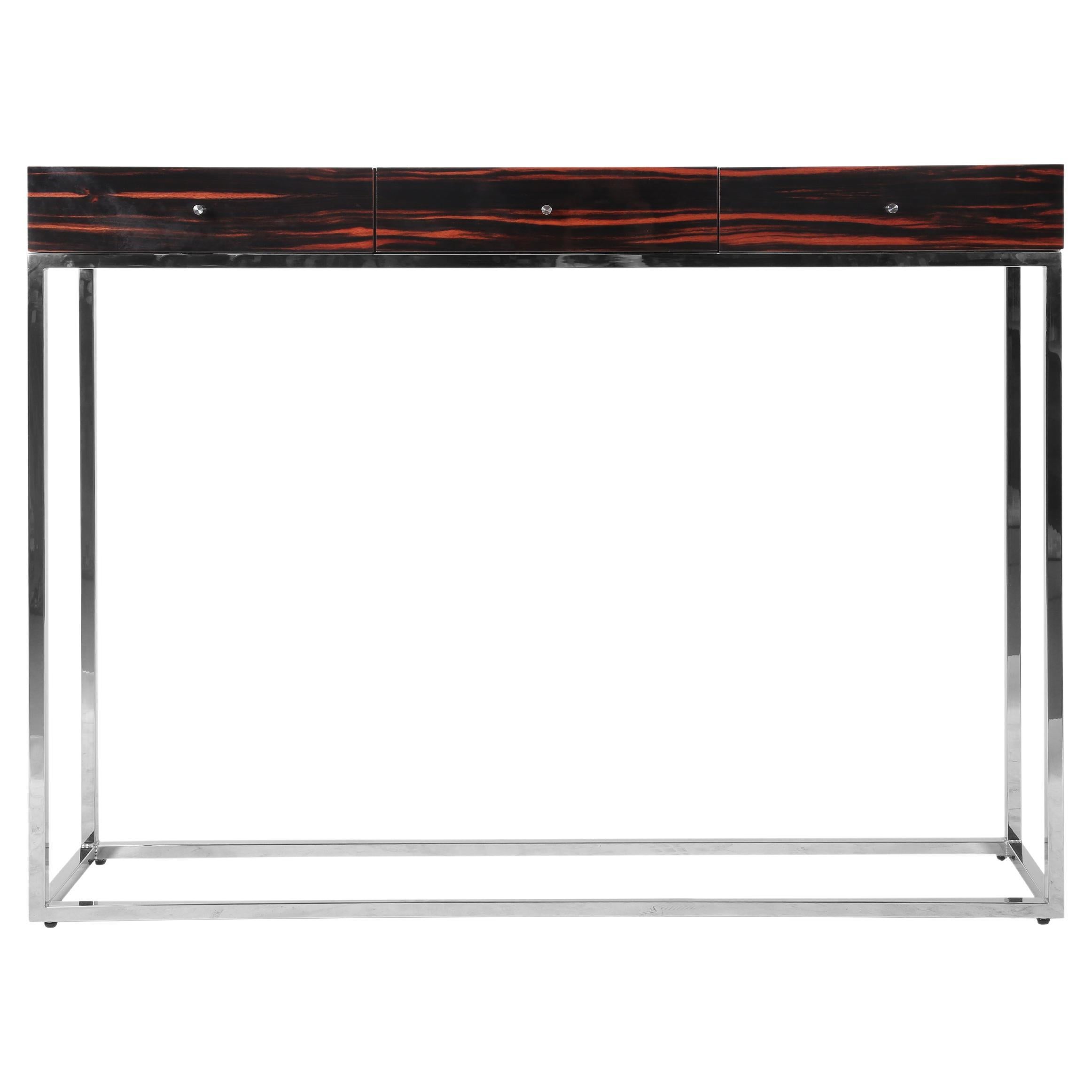 Contemporary Hermes Console in Macassar Ebony, High Gloss Finish For Sale