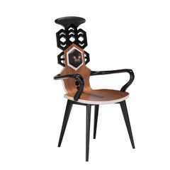 Chaise haute contemporaine Hex en bois de noyer Canaletto et cuir