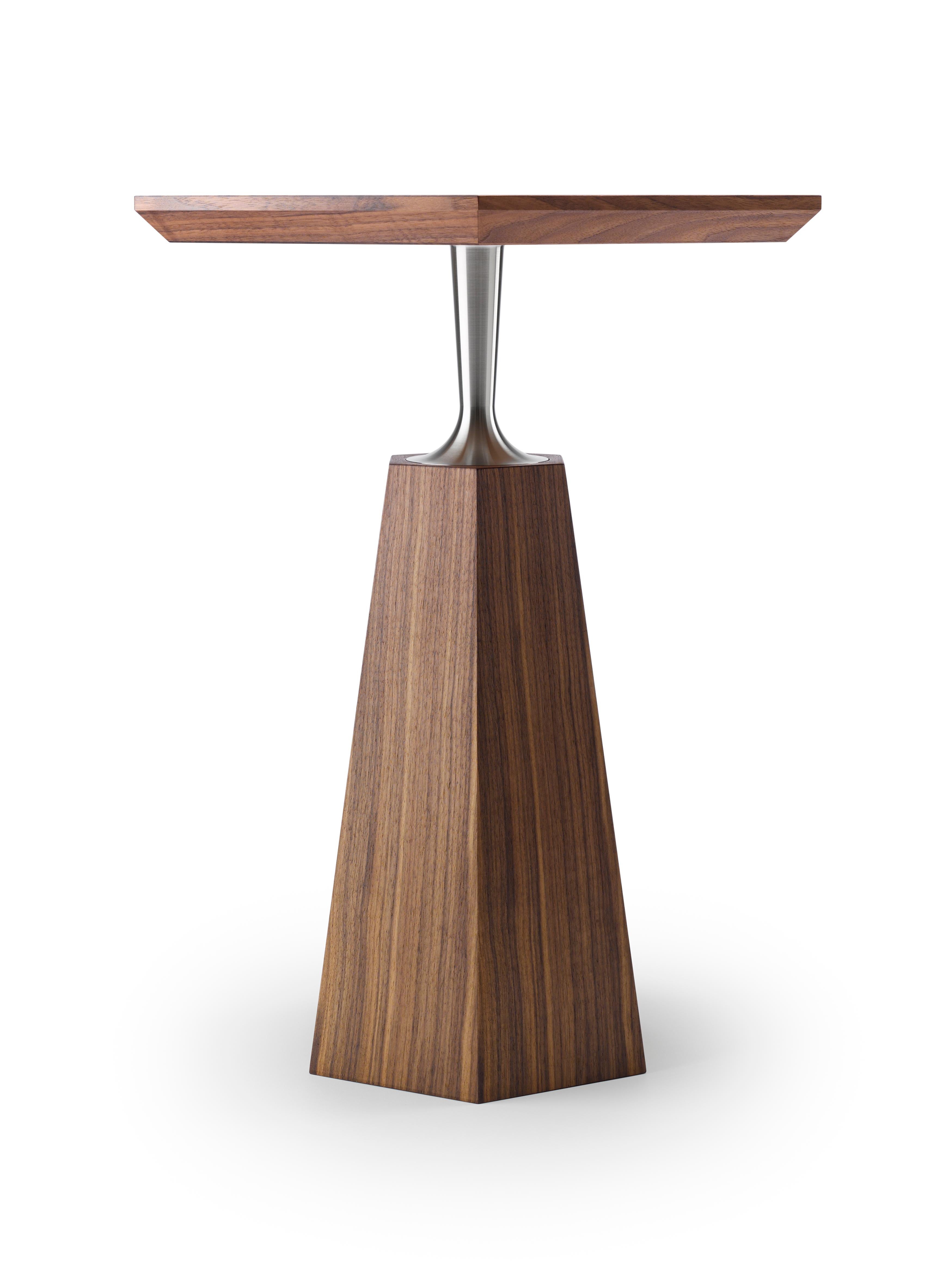 Modern Contemporary Hex Lamp Table in Oak or Walnut and Machined turned Brass For Sale