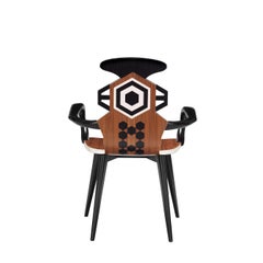 Contemporary Hex Low Chair in Canaletto Walnut and Leather