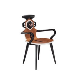 Contemporary Hex Low Chair in Canaletto Walnut and Leather