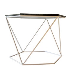 Contemporary Hexagon Side Table in Iron and Indian Green Marble, Spain 2023