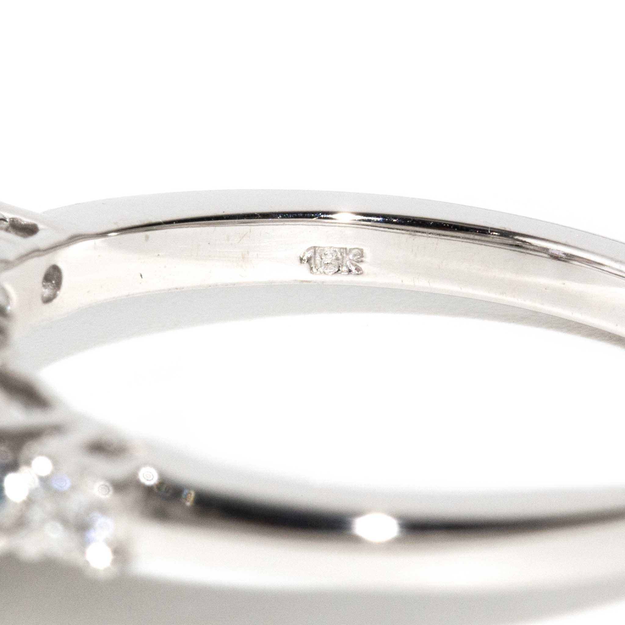 Contemporary Hexagonal Sapphire & Diamond Ring 18 Carat White Gold 4