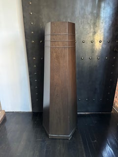 Contemporary Hexagonal Wood and Laminate Pedestal by Juan Montoya