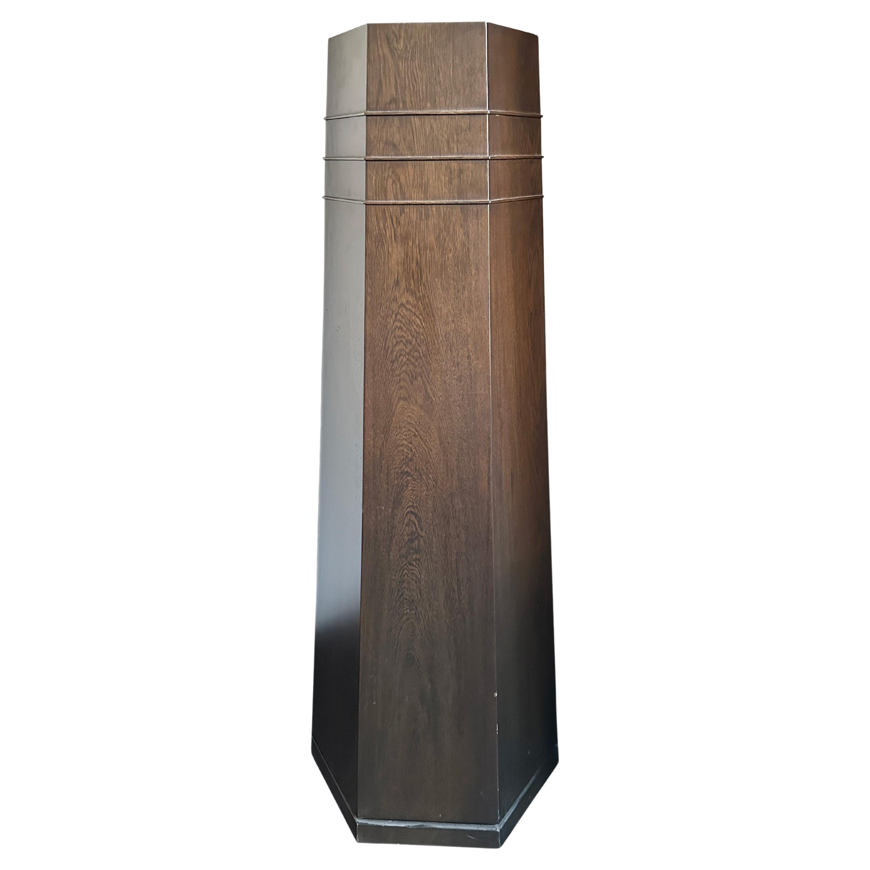 Contemporary Hexagonal Wood and Laminate Pedestal by Juan Montoya For Sale