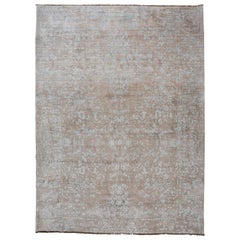Contemporary Hi-Low Rug in Taupe and Teal