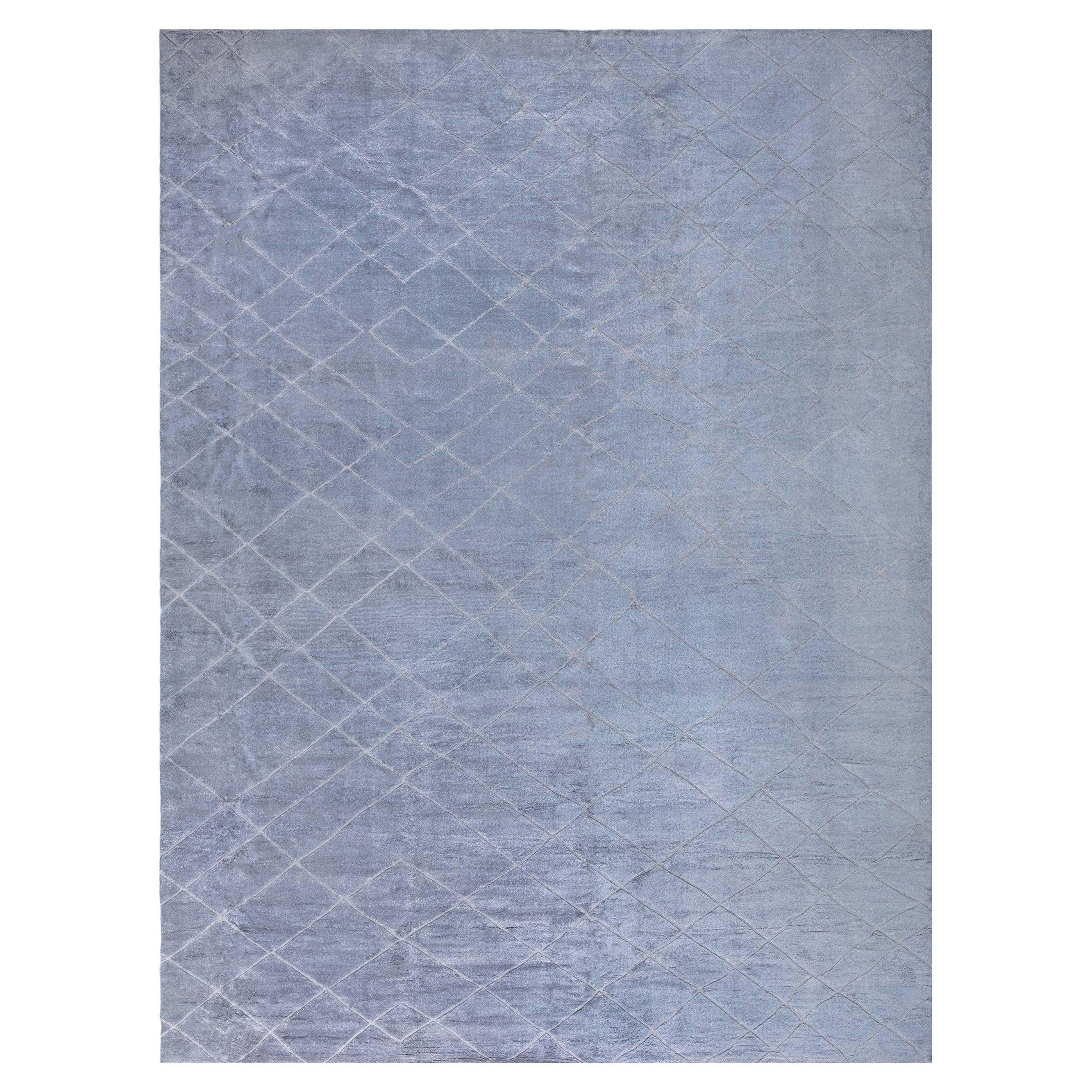 Contemporary High and Low Gray Diamond Rug by Doris Leslie Blau