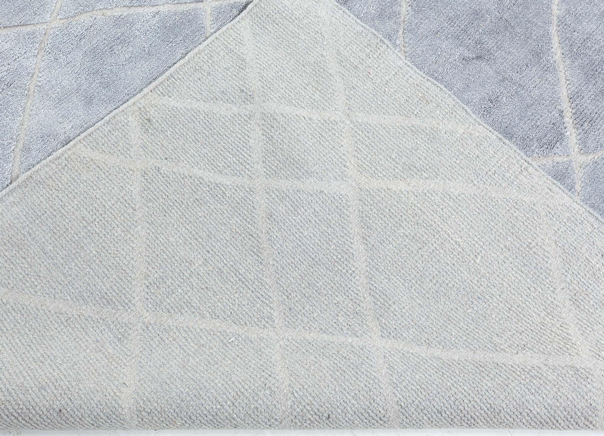 Wool Contemporary High and Low Gray Rug For Sale