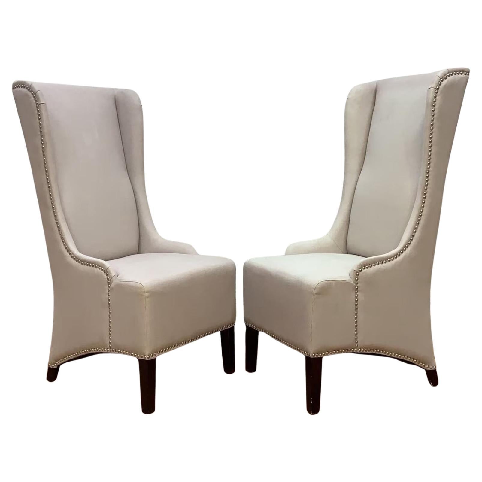 Contemporary High Back Dining Chairs - Pair