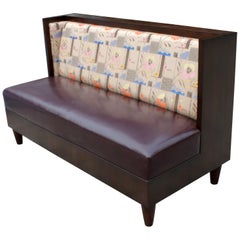 Contemporary High Backed Wood Settee Bench Seat Banquette