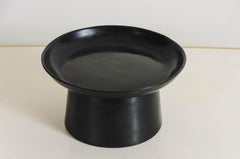 Contemporary High Compote in Black Lacquer by Robert Kuo, Limited Edition