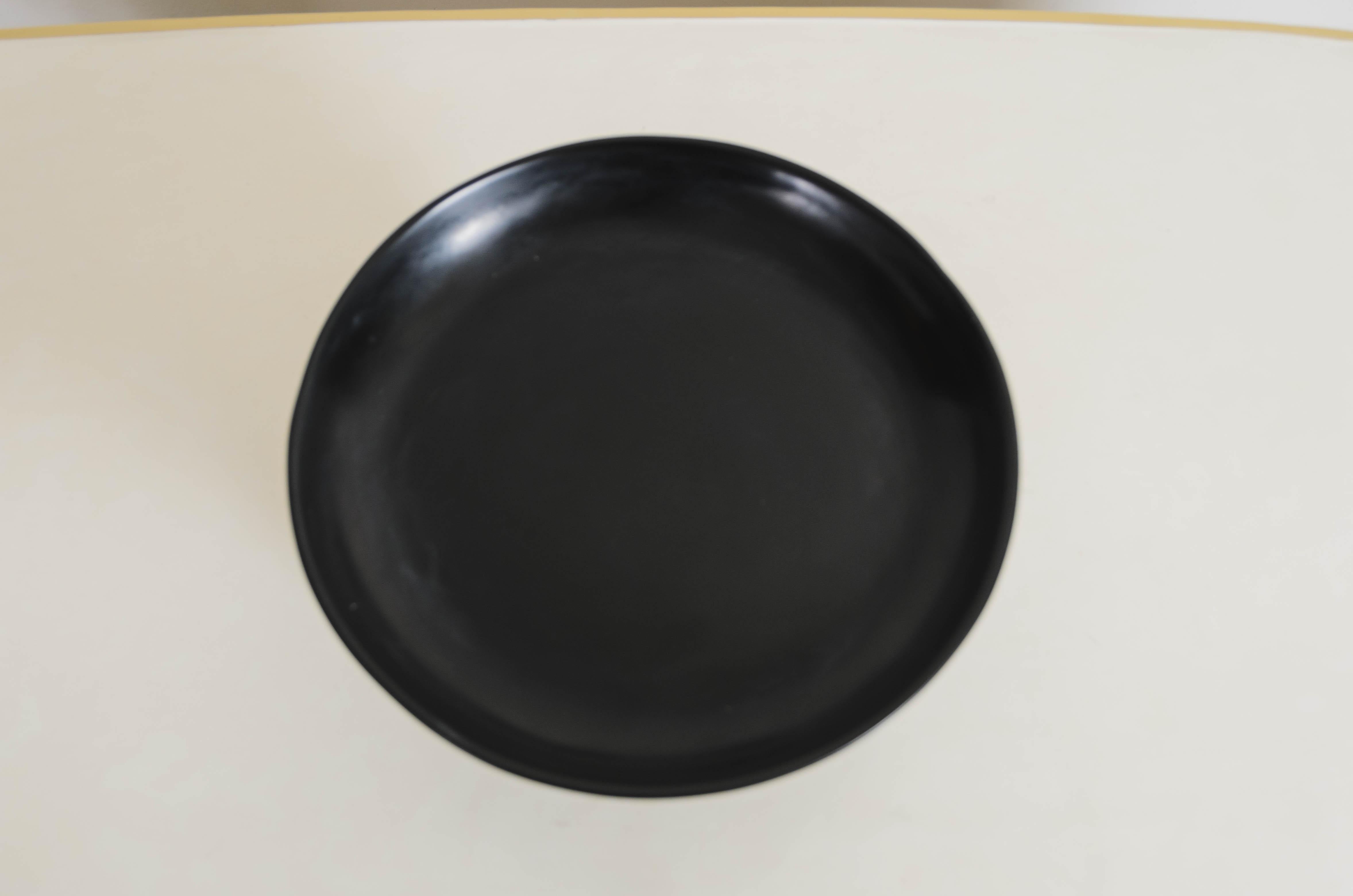 Minimalist Contemporary High Compote in Black Lacquer by Robert Kuo, Limited Edition For Sale