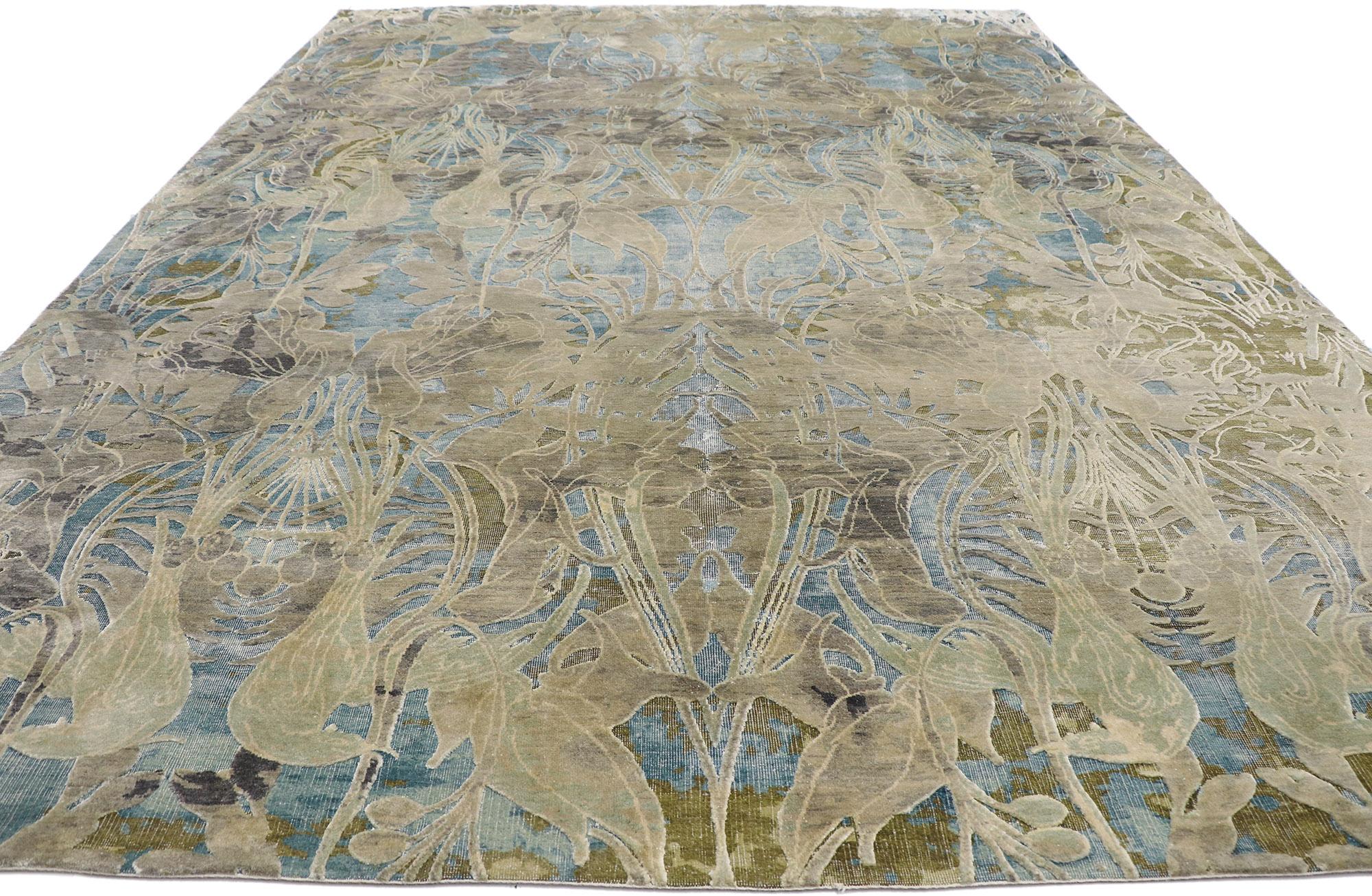 Persian Contemporary High-Low Rug with Modern Style For Sale