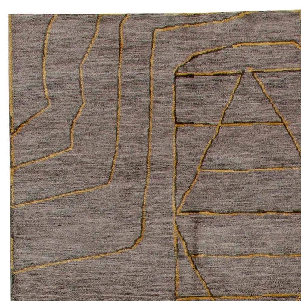 Hand-Knotted Contemporary Hive Grey and Gold Rug by Kim Alexandriuk for Doris Leslie Blau For Sale