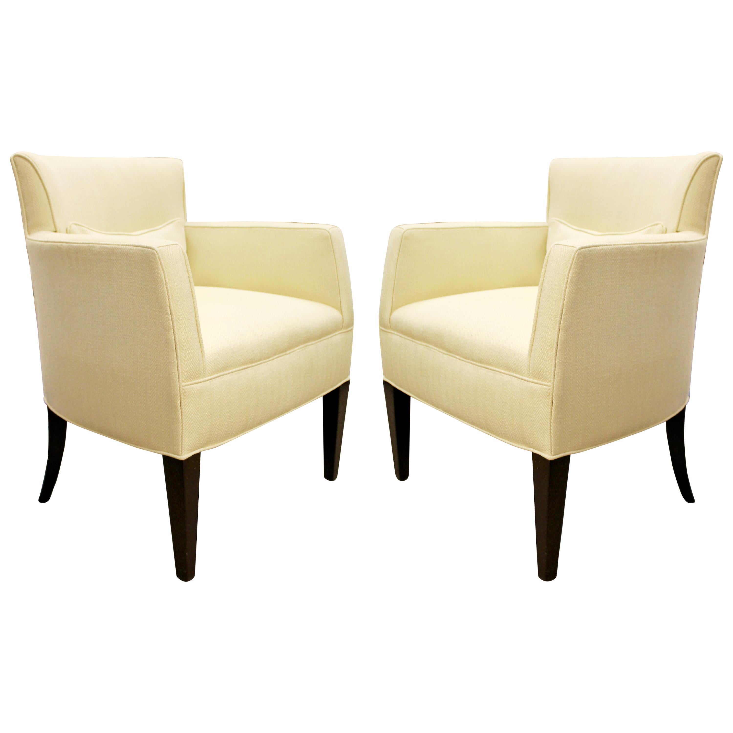 Contemporary Holly Hunt Studio H Pair of White Lounge Armchairs