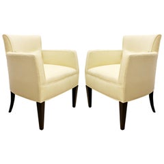 Contemporary Holly Hunt Studio H Pair of White Lounge Armchairs