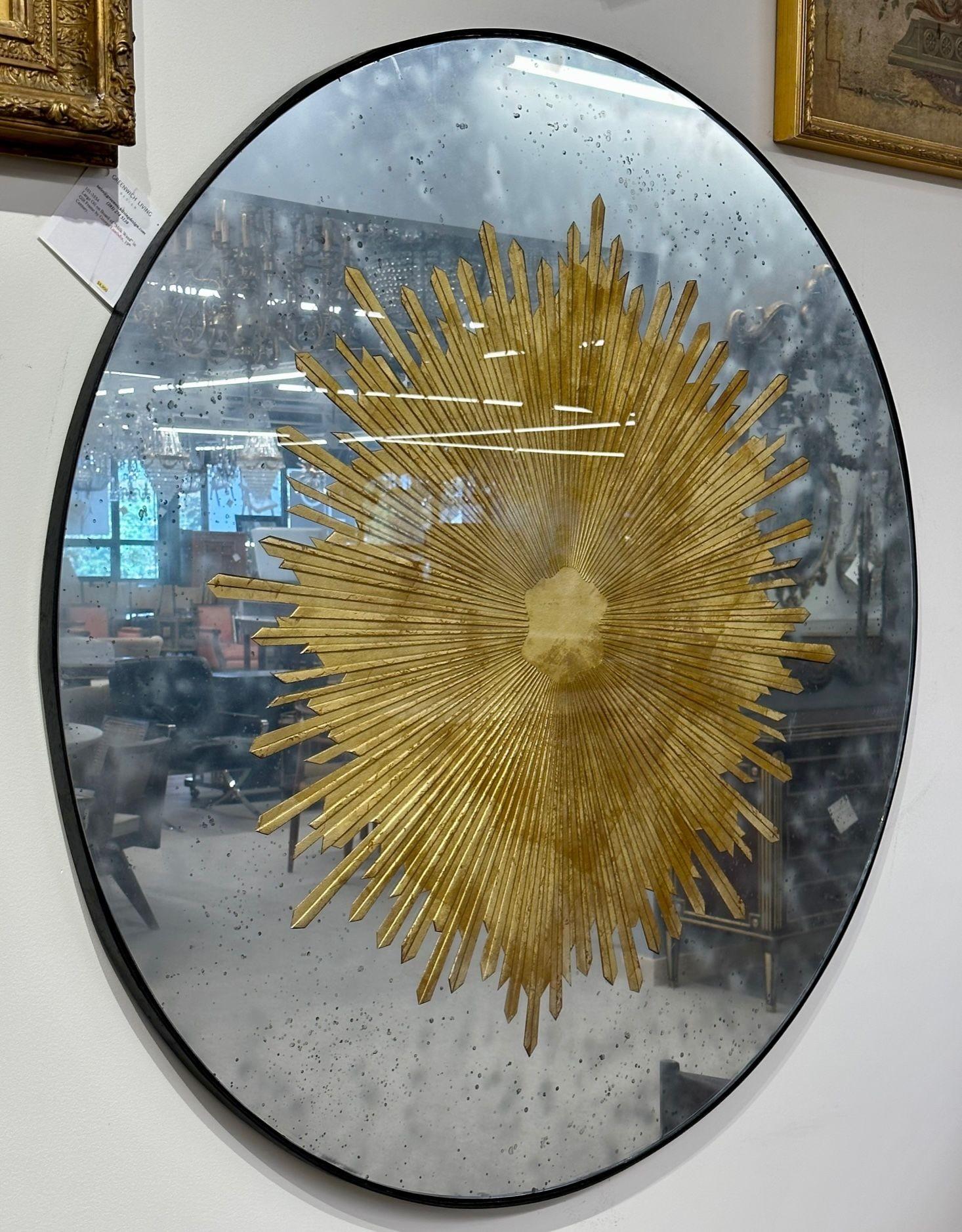 Miroir Contemporary, Hollywood Regency Style, Sunburst Mirrors, Distressed Glass, 2024 en vente
