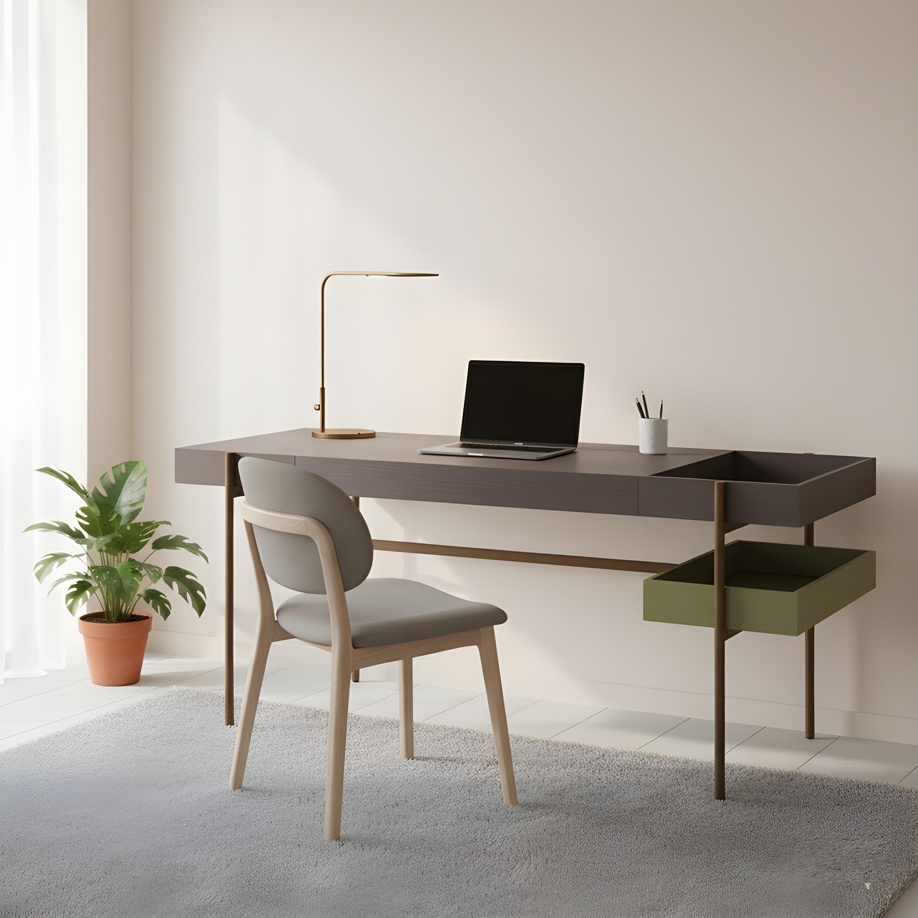Contemporary Home Desk in Metallic Base In New Condition For Sale In NEW YORK, NY