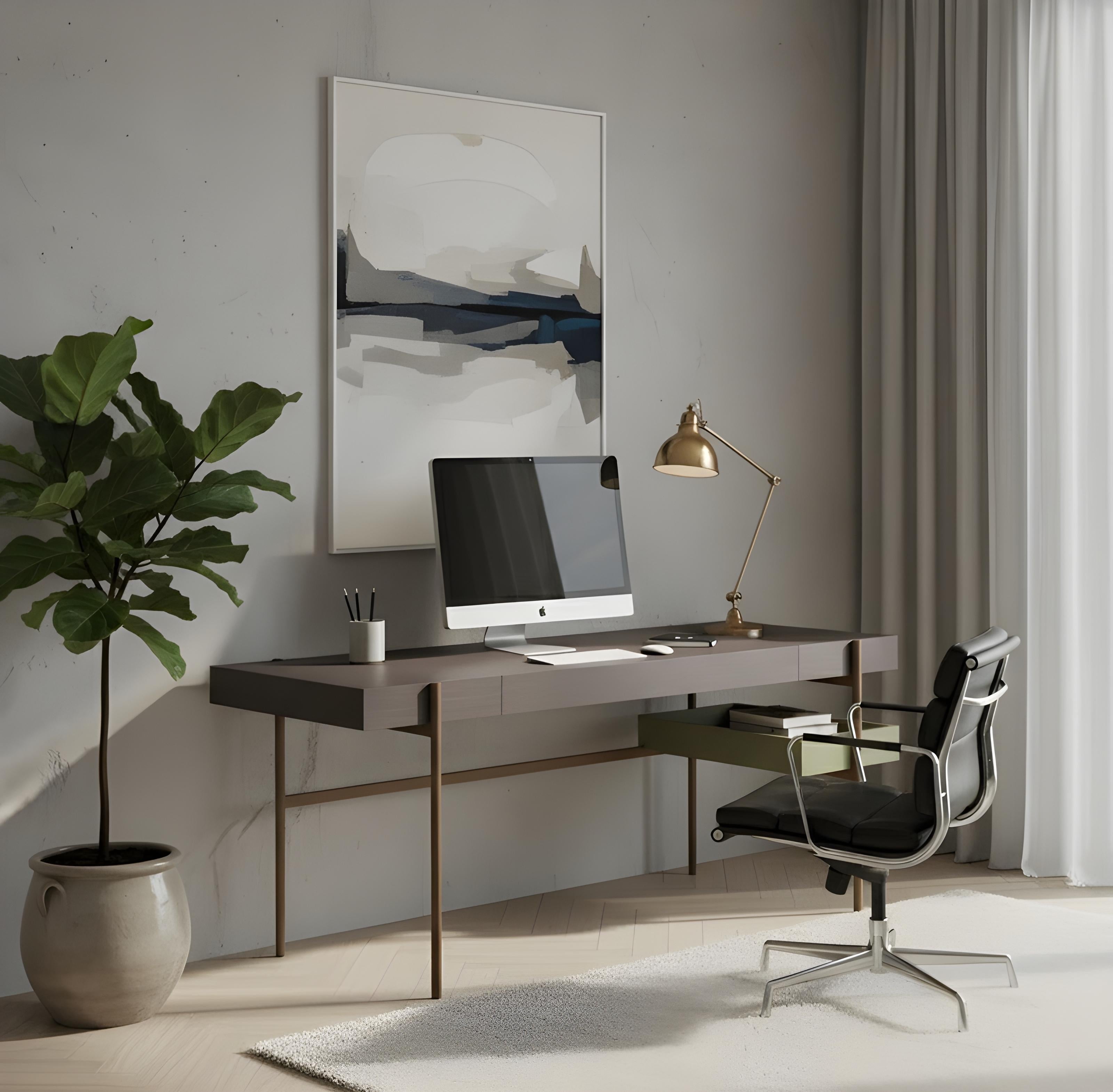 Contemporary Home Desk in Metallic Base For Sale 3