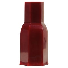 Contemporary Hoof Vase in Raspberry Peking Glass by Robert Kuo, Limited Edition