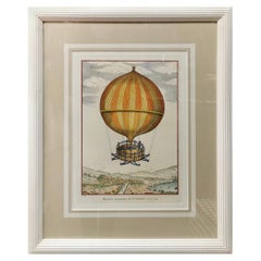 Contemporary Hot-Air Balloon Colored Print, Handmade in Italy Set of Three