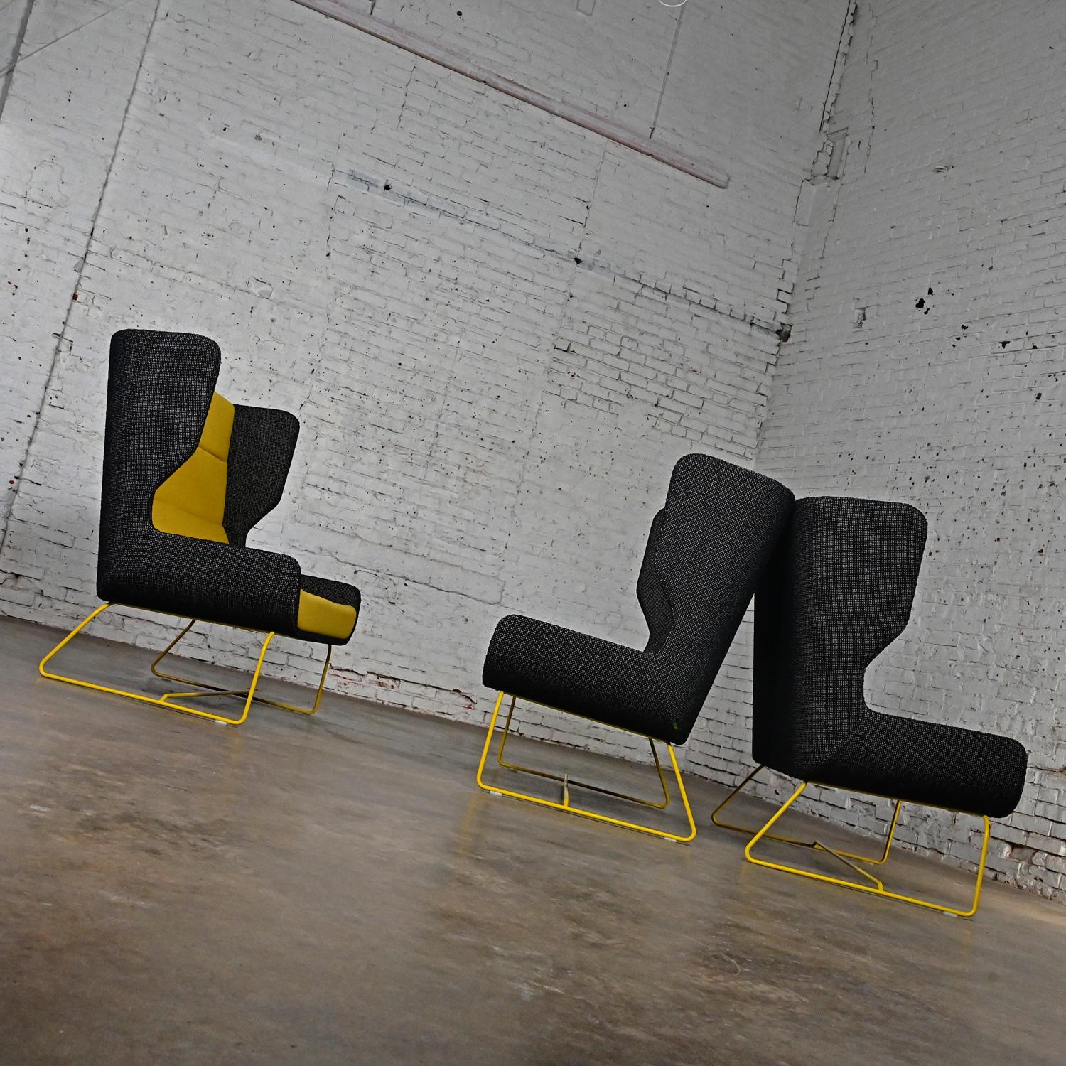 Metal Contemporary Hush High Wingback Sofa Naughtone for Herman Miller Yellow & Black For Sale