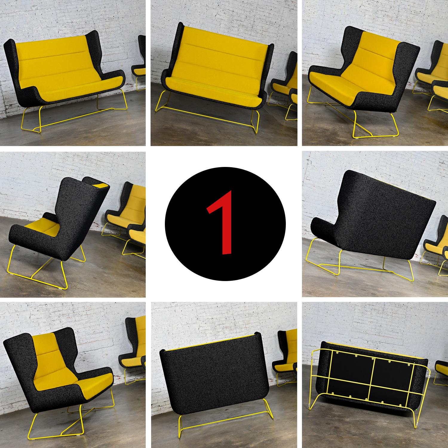 Contemporary Hush High Wingback Sofa Naughtone for Herman Miller Yellow & Black For Sale 8