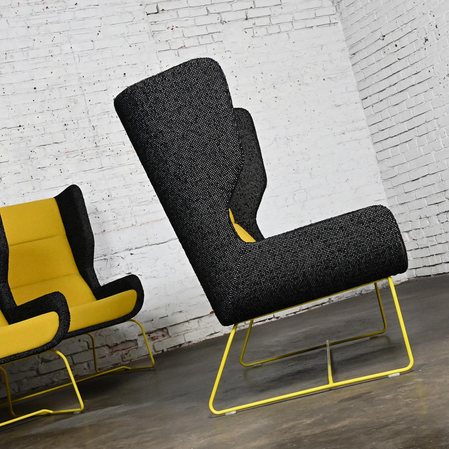 Post-Modern Contemporary Hush High Wingback Sofa Naughtone for Herman Miller Yellow & Black For Sale