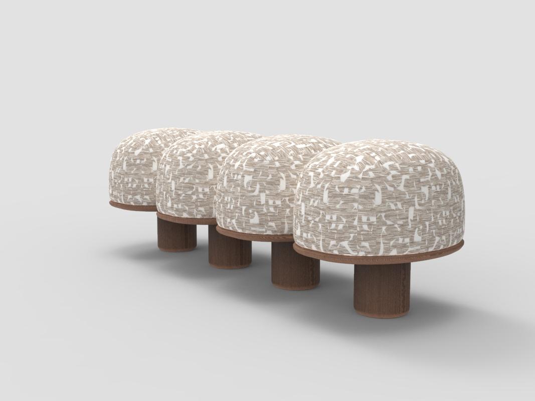 Contemporary Modern Hygge Bench in Casamance Douce Folie Grége and Smoked Oak by Saccal Design House

DIMENSIONS
W 160cm 63