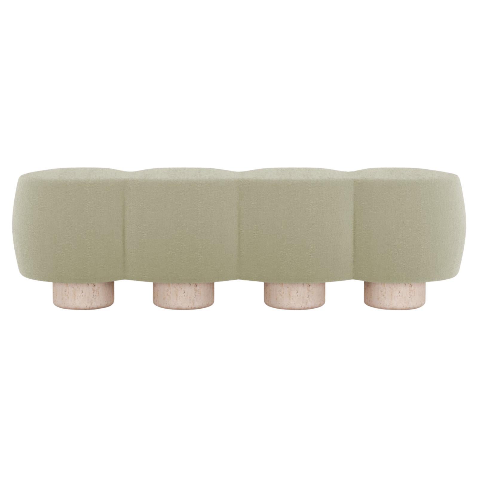 Contemporary Hygge Cloud Bench in Boucle Beige by Saccal Design House For Sale