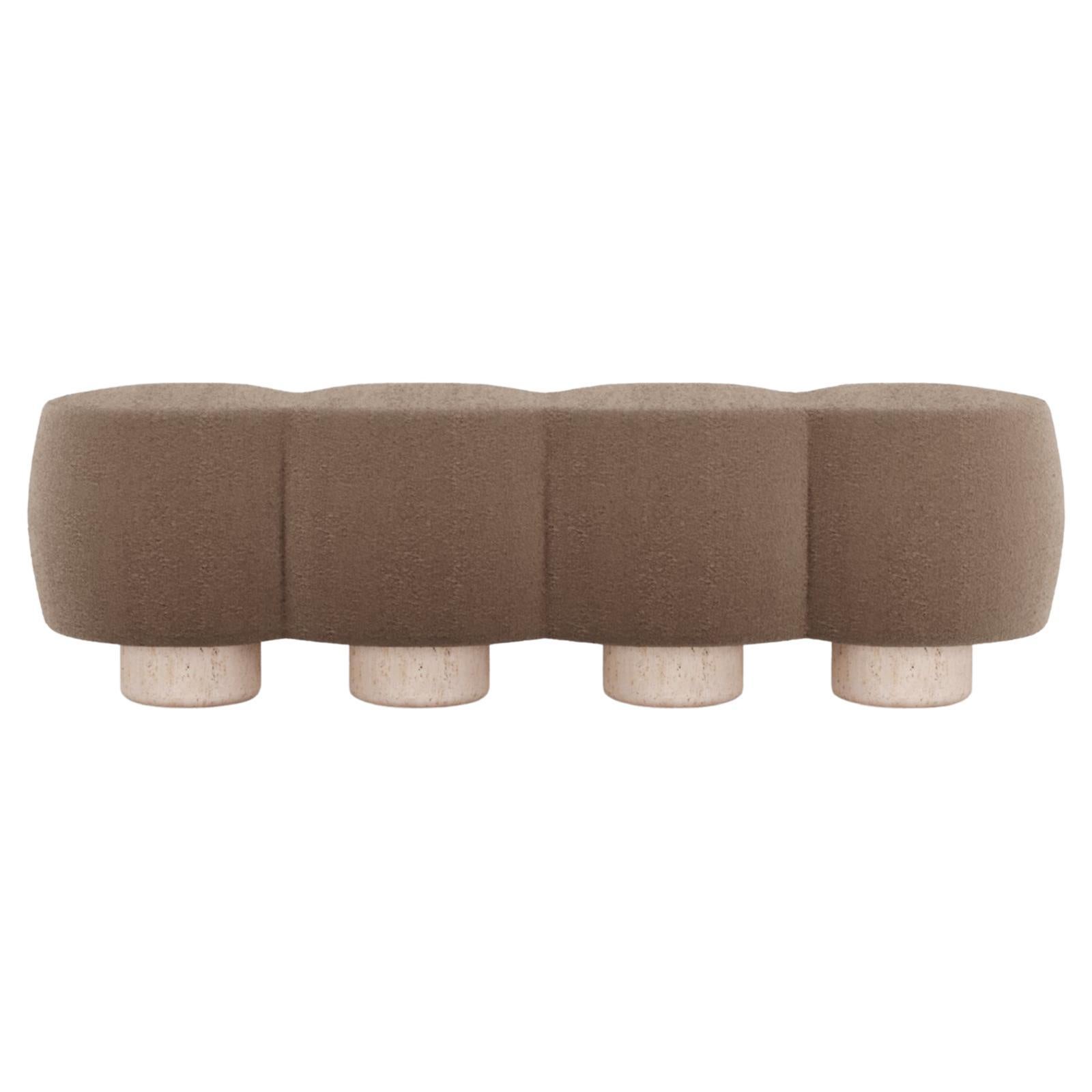 Contemporary Hygge Cloud Bench in Bouclé Brown by Saccal Design House For Sale