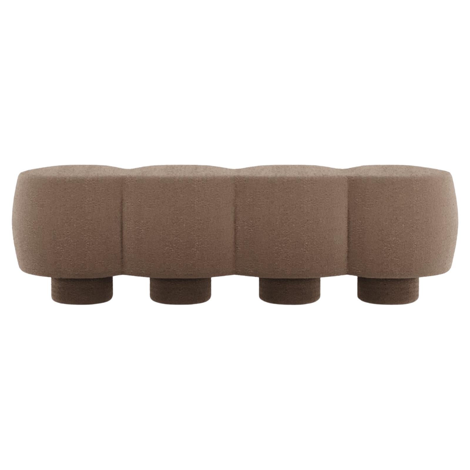 Contemporary Hygge Cloud Bench in Boucle Brown by Saccal Design House For Sale