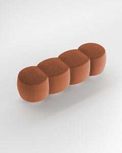 Contemporary Hygge Cloud Bench in Bouclé Burnt Orange by Saccal Design House