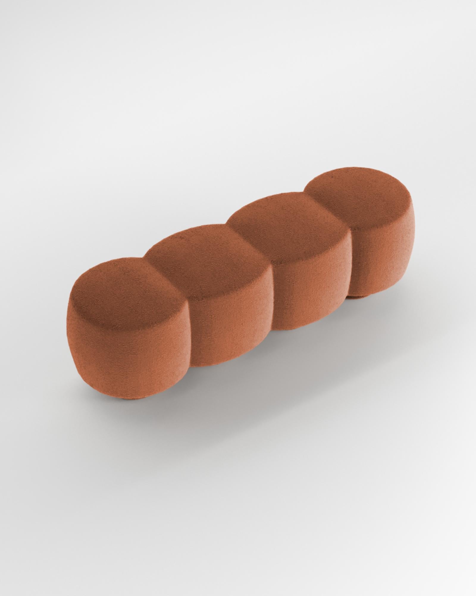 Contemporary Hygge Cloud Bench in Boucle Burnt Orange by Saccal Design House In New Condition For Sale In Castelo da Maia, PT