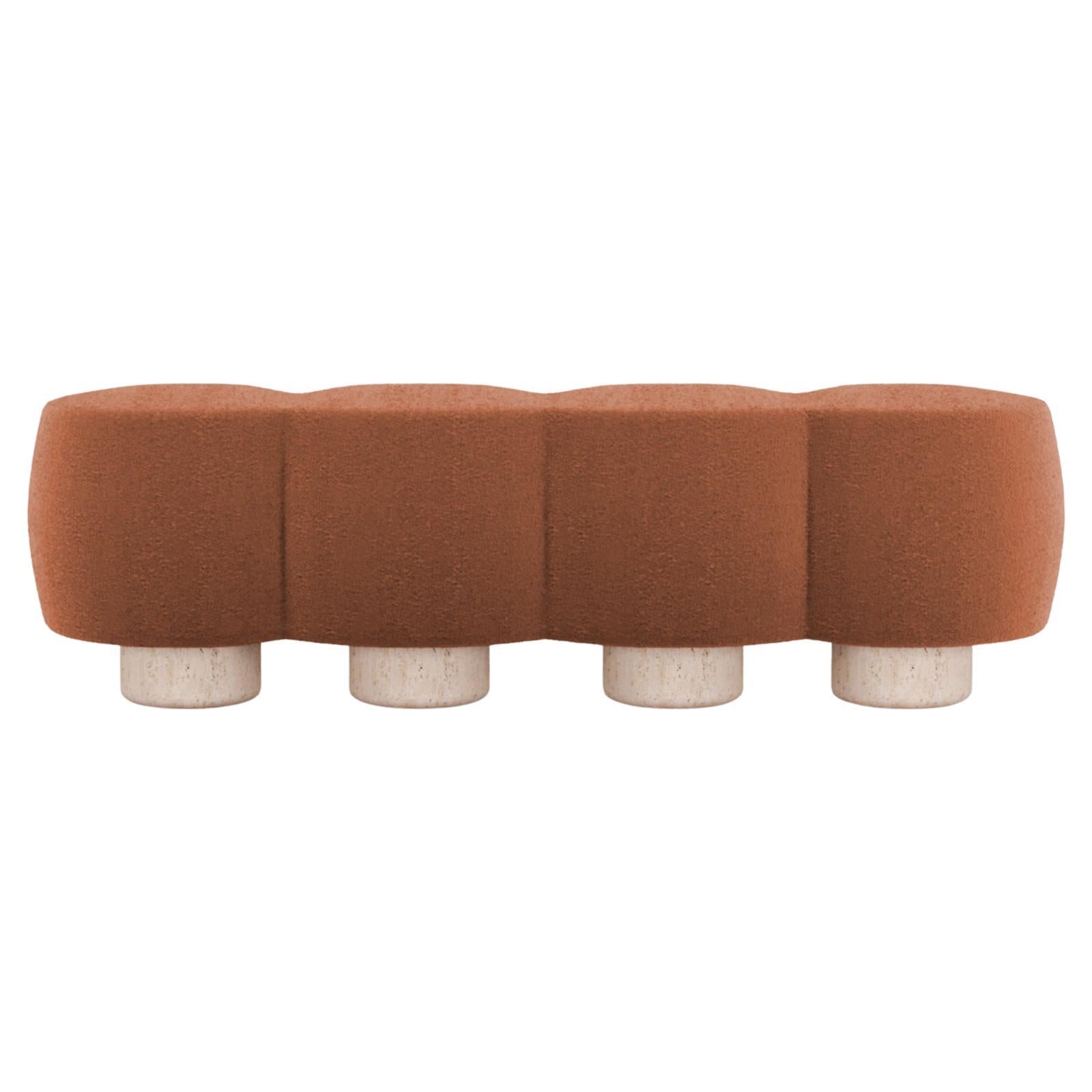 Contemporary Hygge Cloud Bench in Bouclé Burnt Orange by Saccal Design House For Sale