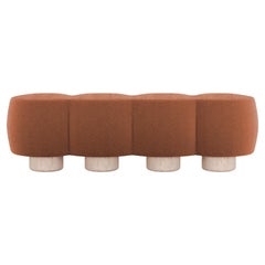 Contemporary Hygge Cloud Bench in Bouclé Burnt Orange by Saccal Design House