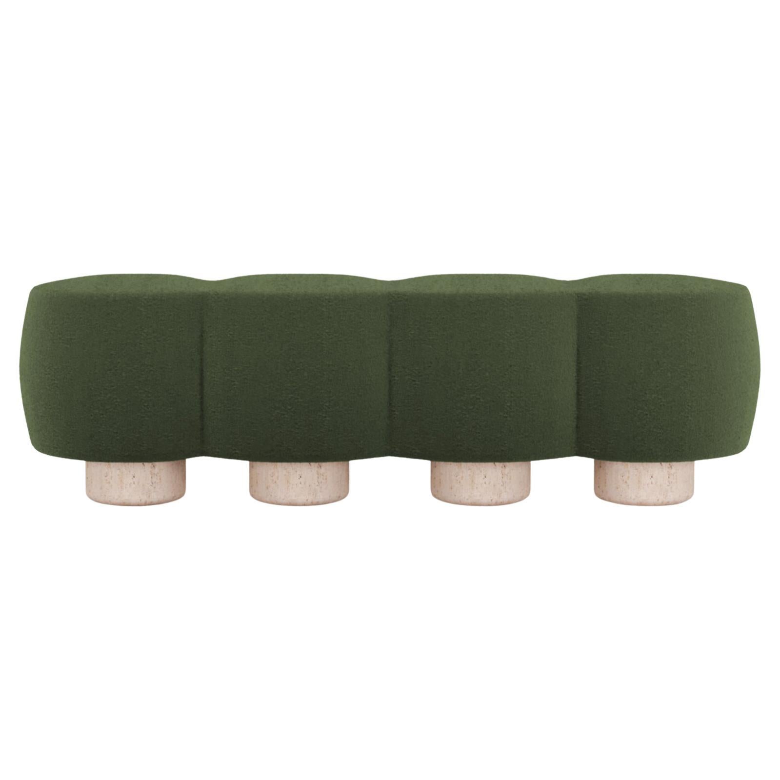 Contemporary Hygge Cloud Bench in Bouclé Green by Saccal Design House For Sale