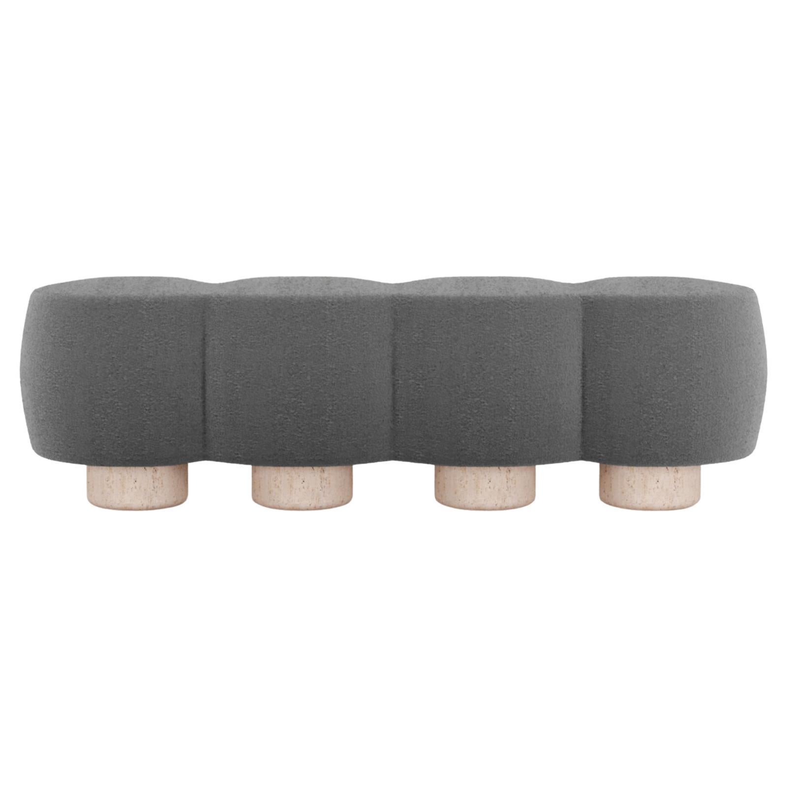 Contemporary Hygge Cloud Bench in Bouclé Grey by Saccal Design House For Sale