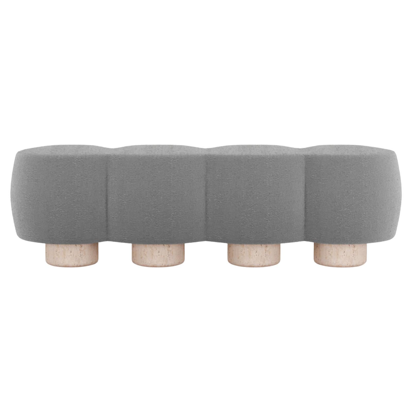 Contemporary Hygge Cloud Bench in Boucle Light Grey by Saccal Design House For Sale
