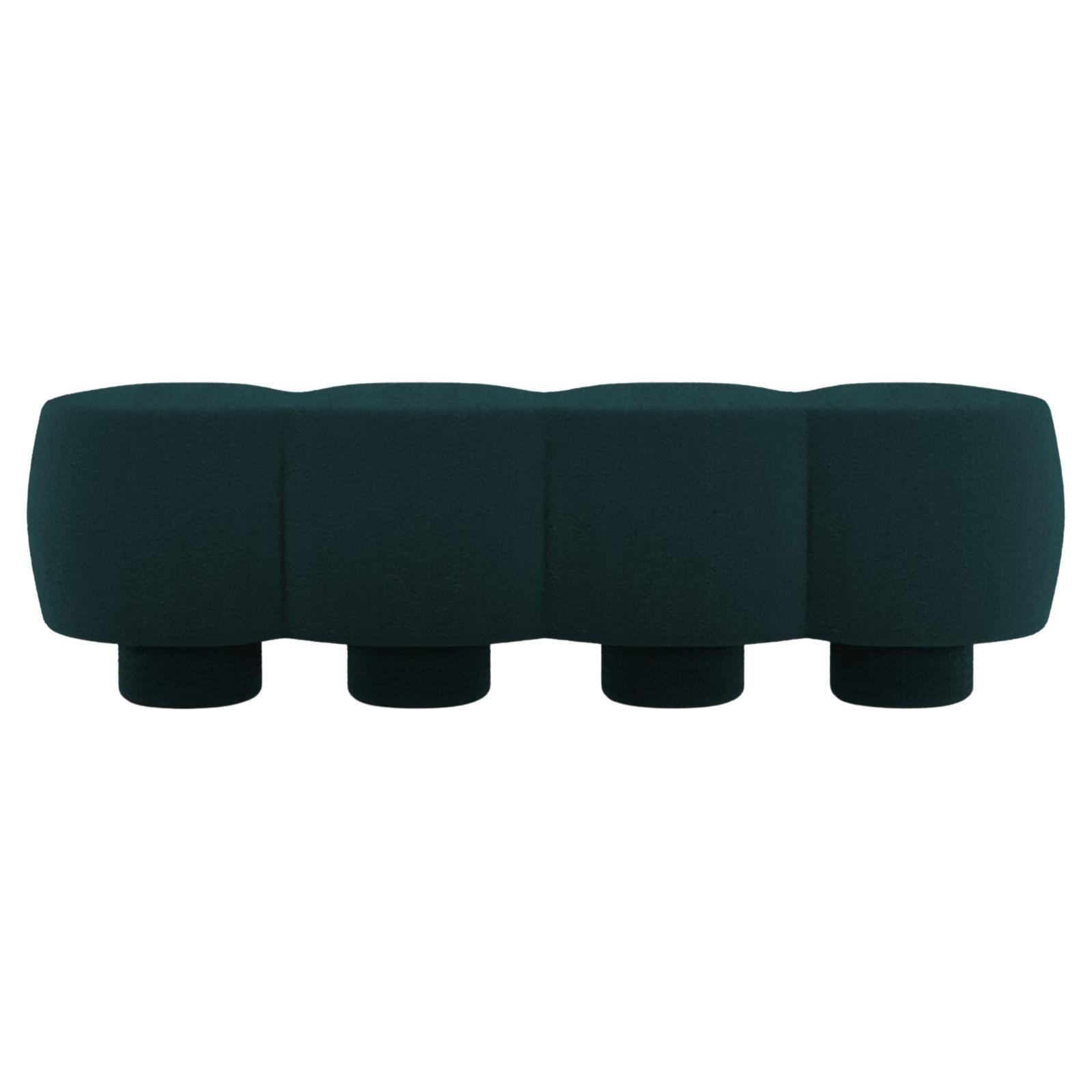 Panca Hygge Cloud contemporanea in Bouclé blu notte di Saccal Design House