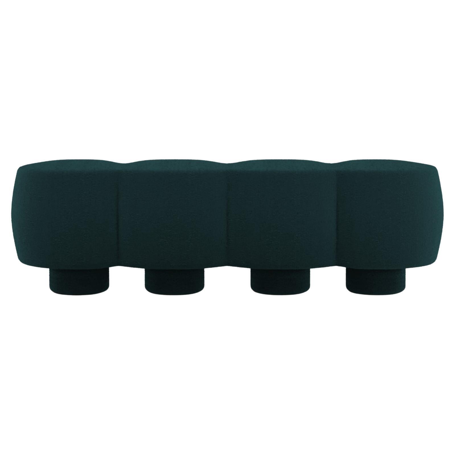 Banc contemporain Hygge Cloud en bouclé bleu nuit par Saccal Design House