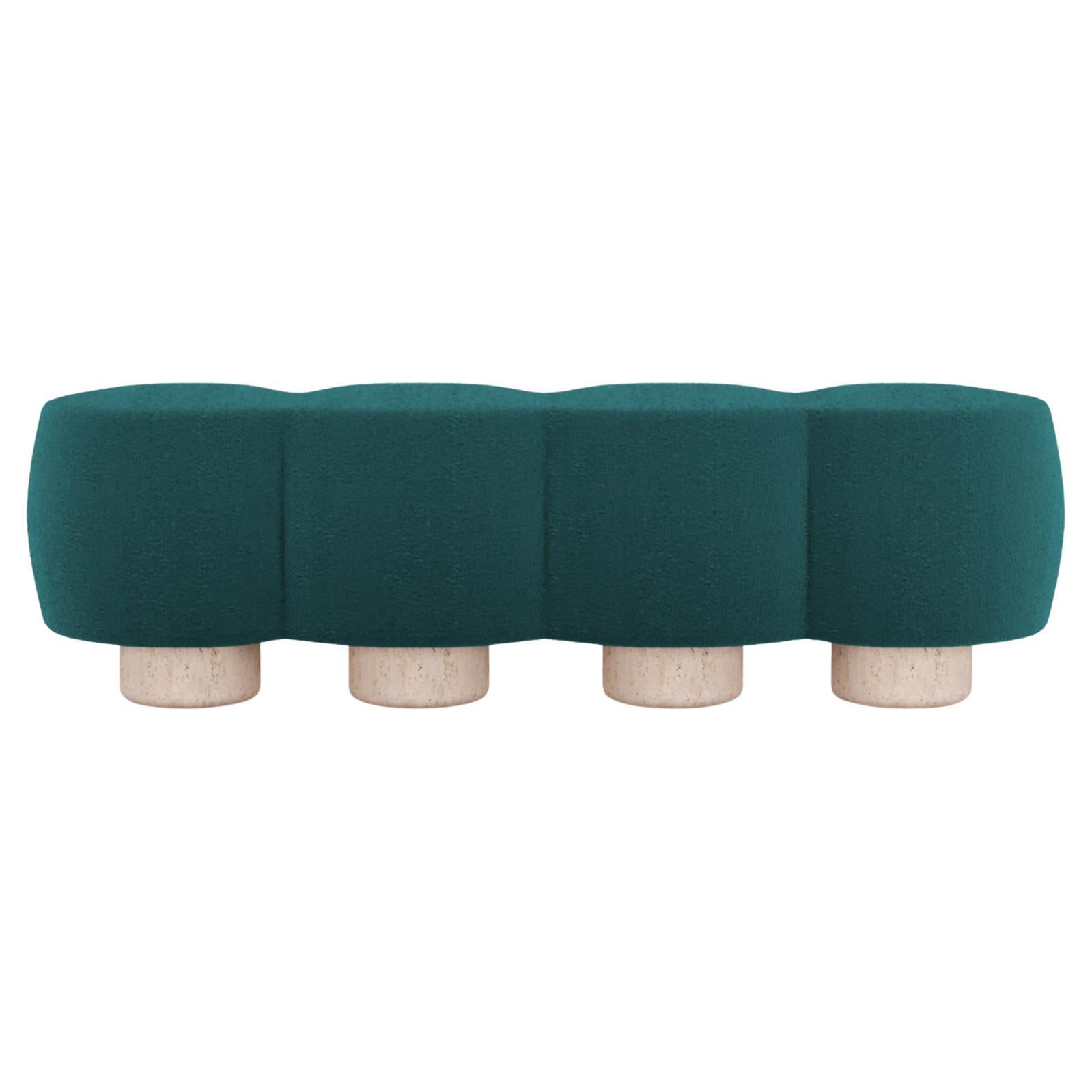 Contemporary Hygge Cloud Bench in Bouclé Ocean Blue by Saccal Design House For Sale