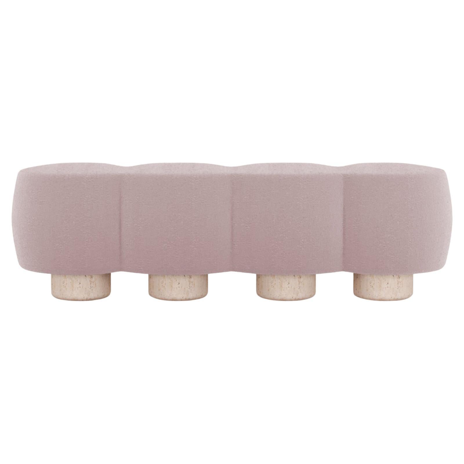 Contemporary Hygge Cloud Bench in Boucle Pink by Saccal Design House For Sale