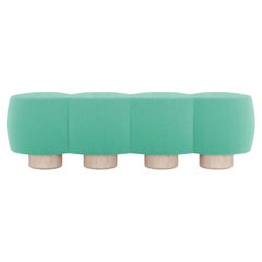 Contemporary Hygge Cloud Bench in Bouclé Teal by Saccal Design House
